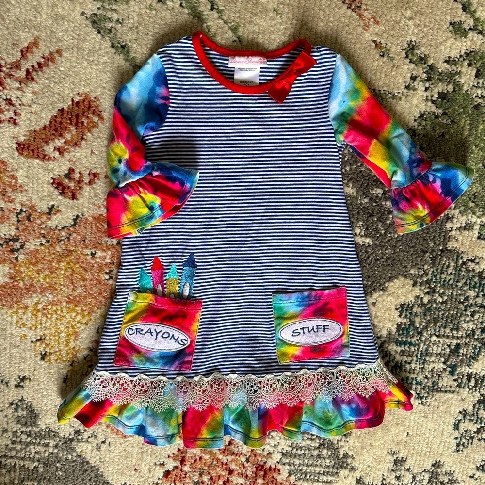 Bonnie Jean Crayola Retro Crayon Cozy Dress Size 4 Little Girl EUC